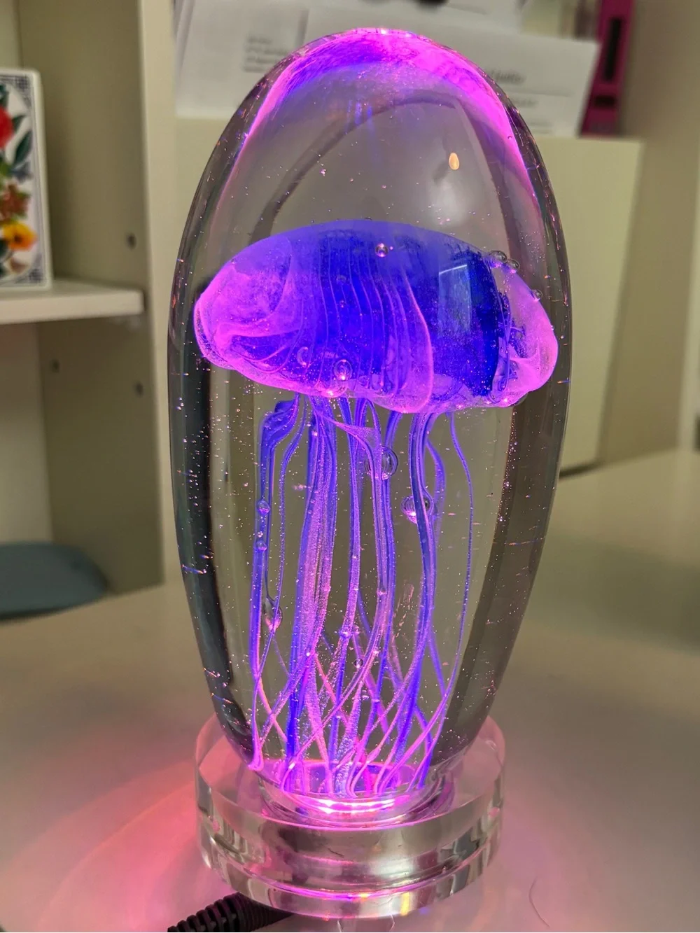 LED Jellyfish Glass Accent Lamp - Multicolor With One Large and One Mini